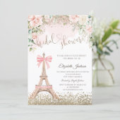 Diamonds Eiffel Tower Bow Flowers Bridal Shower  招待状 (スタンド正面)