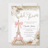  Diamonds Eiffel Tower Bow Flowers Bridal Shower  招待状 (正面)