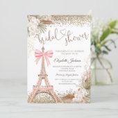  Diamonds Eiffel Tower Bow Flowers Bridal Shower  招待状 (スタンド正面)