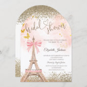  Diamonds Eiffel Tower Butterfly Bridal Shower  招待状 (正面/裏面)