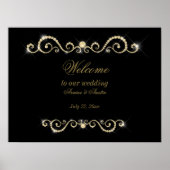 Diamonds Gold and Glitter Wedding Poster ポスター (正面)