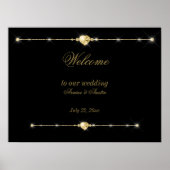 Diamonds Gold and Glitter Wedding Poster ポスター (正面)