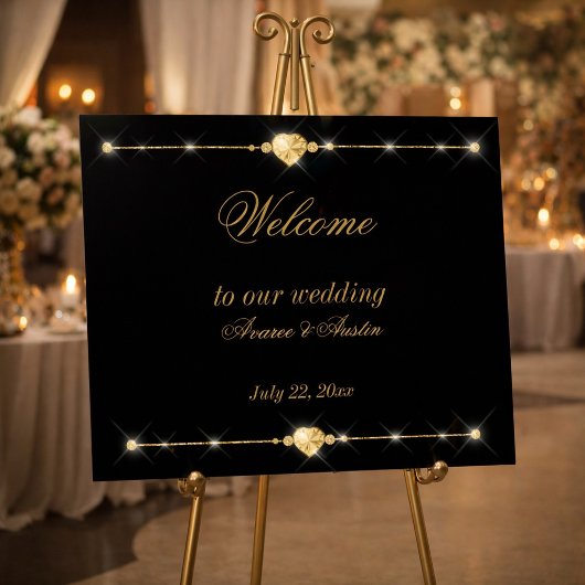 Diamonds Gold and Glitter Wedding Poster ポスター
