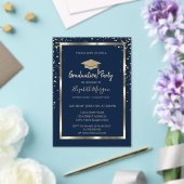 Diamonds Gold Graduation Cap Navy Blue Graduation アクリル招待状 (インサイチュ (ウェディング))