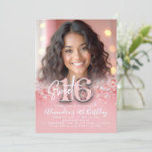 Diamonds Rose Gold Modern Chic Photo Sweet 16 招待状 (スタンド正面)