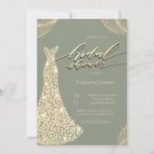 Diamonds Shiny Dress Sage Green Bridal Shower  招待状 (正面)