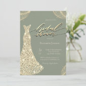 Diamonds Shiny Dress Sage Green Bridal Shower  招待状 (スタンド正面)