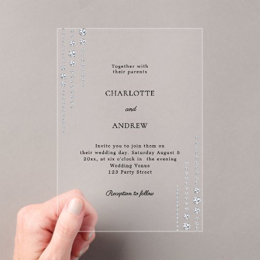 Diamonds simple luxury wedding アクリル招待状 (インサイチュ (ポータブル))