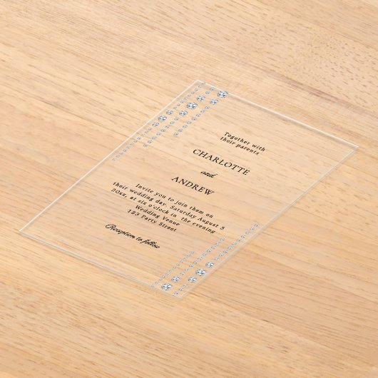 Diamonds simple luxury wedding アクリル招待状 (レイダウン)