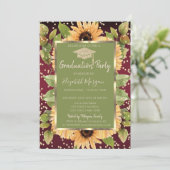 Diamonds Sunflowers Red Graduation 招待状 (スタンド正面)