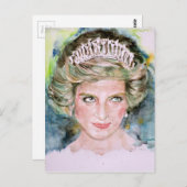 DIANA -プリンセスOF WALES – 水彩ポートレート.3 ポストカード (正面/裏面)