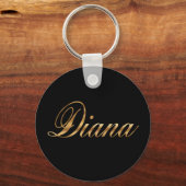 Diana gold Design Lettering Schlüsselanhänger rund キーホルダー (正面)