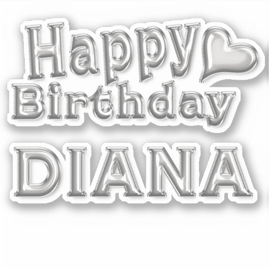 Diana Happy Birthday silver Aufkleber Sticker シール (正面)
