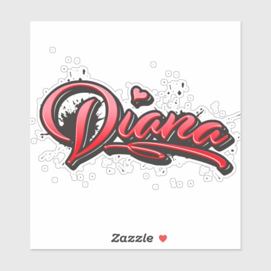 Diana red Heart Graffiti Aufkleber Sticker シール (シート)