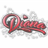 Diana red Heart Graffiti Aufkleber Sticker シール (正面)