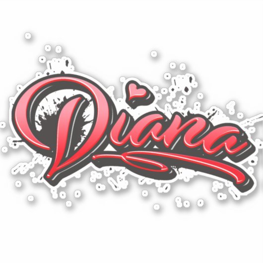 Diana red Heart Graffiti Aufkleber Sticker シール (正面)