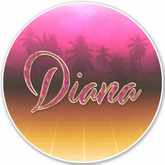 Diana Vorname Name golden pink Aufkleber Sticker シール (正面)