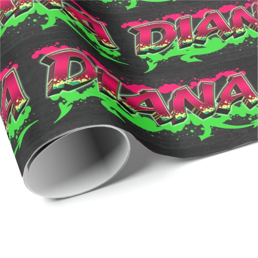 Diana Vorname Name Graffiti red green ラッピングペーパー (ロールコーナー)