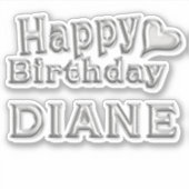 Diane Happy Birthday silver Aufkleber Sticker シール (正面)