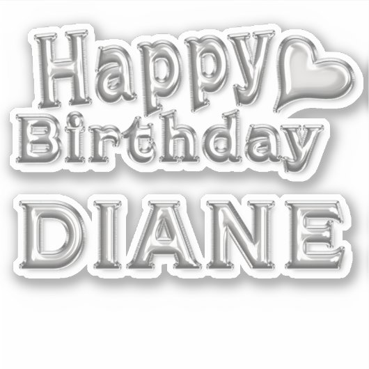 Diane Happy Birthday silver Aufkleber Sticker シール (正面)