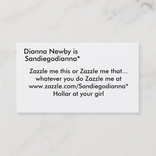 Dianna Newbyは、Sandiegodianna*、Zazzle私thi…あります 名刺 (正面)