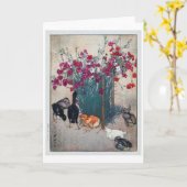 Dianthus & Chicks (Dianthus & Chicks)、吉田博、ウッドカット カード (黄色い花)