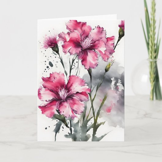 Dianthus - Watercolor flowers カード (正面)