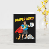 Diaper Hero Funny Cartoon Dad Design For New Fathe カード (黄色い花)