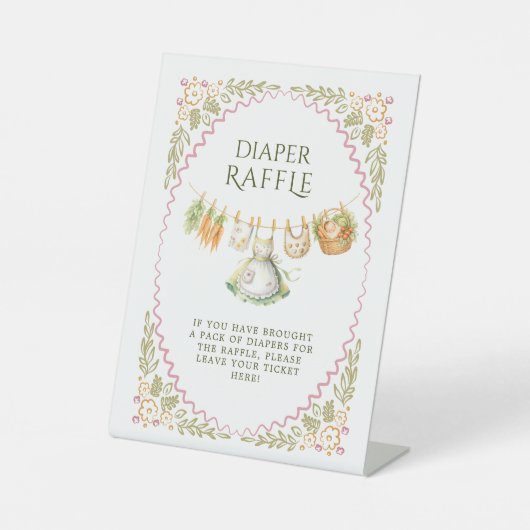Diaper Raffle Baby Shower Sign | Locally Grown 台座サイン (正面)