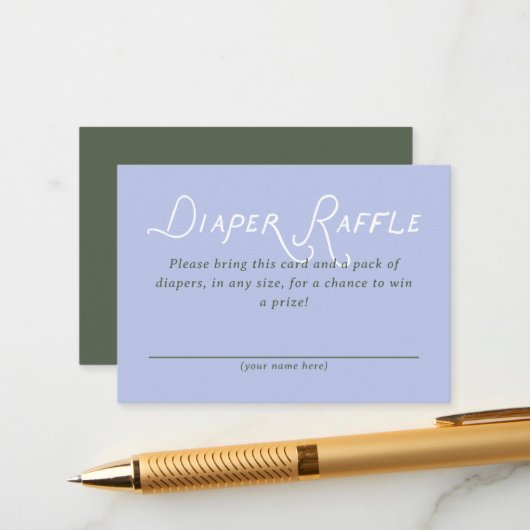 Diaper Raffle Baby Shower Ticket エンクロージャーカード (正面/裏面インサイチュ)