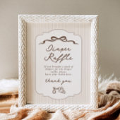 Diaper raffle Bebe Cafe Brown Bow Handdrawn ポスター