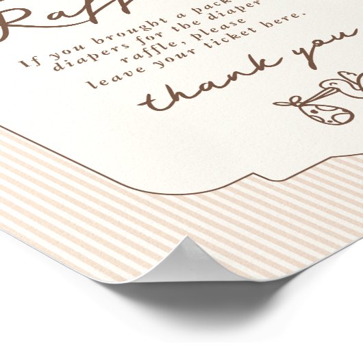 Diaper raffle Bebe Cafe Brown Bow Handdrawn ポスター (角)