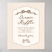 Diaper raffle Bebe Cafe Brown Bow Handdrawn ポスター (正面)