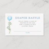 Diaper Raffle Blue Balloon Greenery Baby Shower エンクロージャーカード (正面)