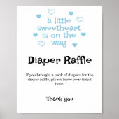 Diaper Raffle Blue boy Baby Shower Sign ポスター (正面)