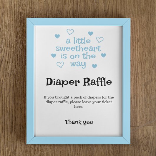 Diaper Raffle Blue boy Baby Shower Sign ポスター