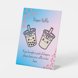 Diaper Raffle Boba Bubble Tea  Gender Reveal 台座サイン