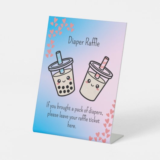 Diaper Raffle Boba Bubble Tea  Gender Reveal 台座サイン (正面)