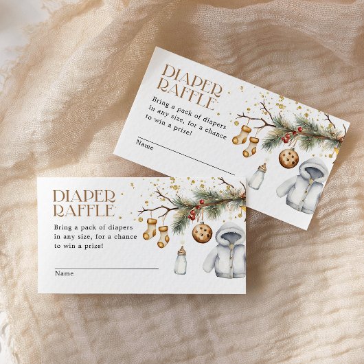 Diaper Raffle Boho Christmas Baby Shower エンクロージャーカード
