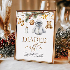 Diaper Raffle Boho Christmas Holiday Baby Shower ポスター