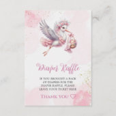 Diaper Raffle Card Pink Stork Baby Girl Theme  エンクロージャーカード (正面)