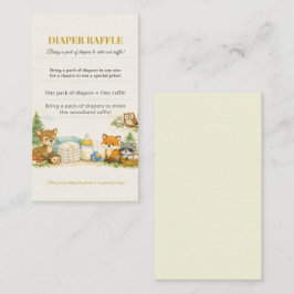 Diaper Raffle Card | Woodland Baby Shower Invite エンクロージャーカード