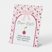 Diaper Raffle Cherry on Top Coquette Baby Shower 台座サイン (正面)