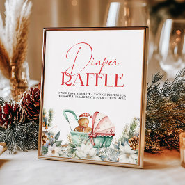 Diaper Raffle Christmas Gingerbread Baby Shower ポスター