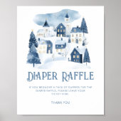 Diaper raffle Christmas village Winter Baby Shower ポスター (正面)