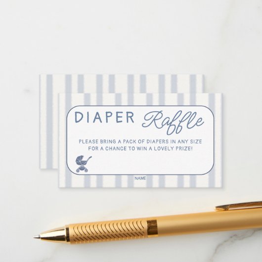 Diaper Raffle Coffe Brunch Dusty Blue Baby Shower エンクロージャーカード (正面/裏面インサイチュ)