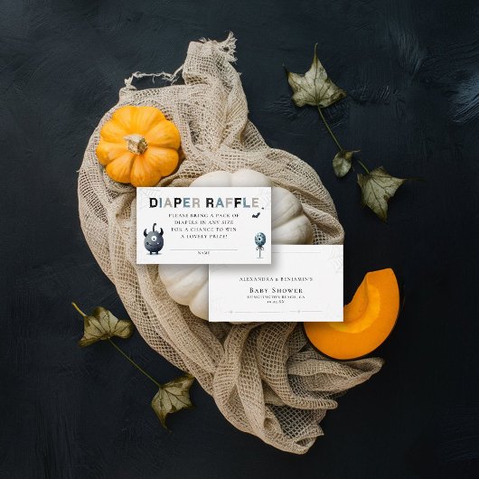 Diaper Raffle Cute Halloween Monster Baby Shower エンクロージャーカード