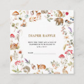 Diaper Raffle Cute Woodland Animals Baby Shower エンクロージャーカード (正面)