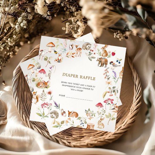 Diaper Raffle Cute Woodland Animals Baby Shower エンクロージャーカード