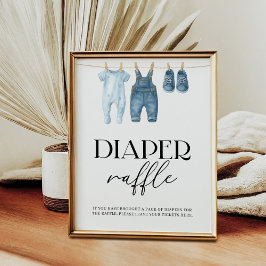 Diaper Raffle Denim Blue Jean Baby Shower ポスター